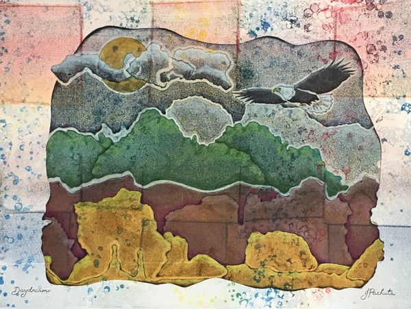"Daydream", original monoprint/collagraph by printmaking artist Jack Pachuta.