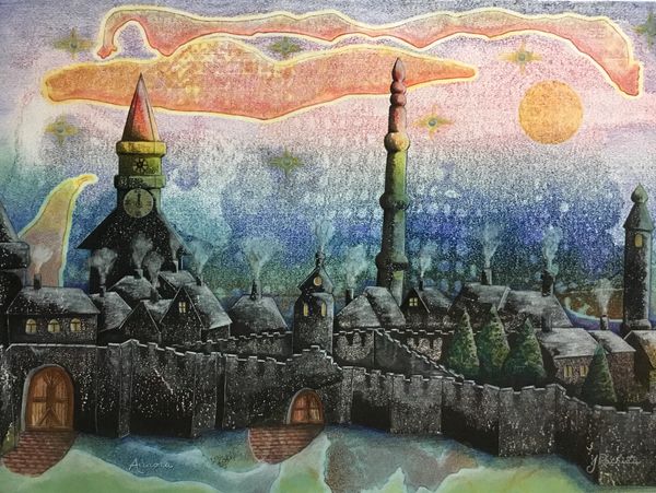 "Aurora", original monoprint/collagraph by printmaking artist Jack Pachuta.