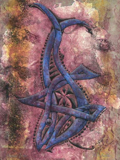 "Gorm Iasc II", original monoprint/collagraph by printmaking artist Jack Pachuta.
