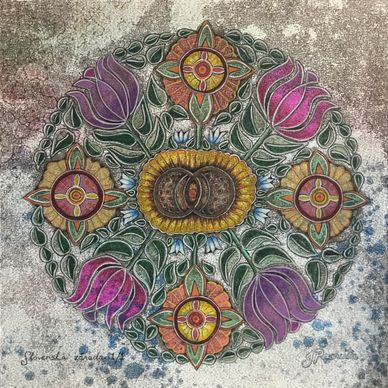 "Slovenska zarada", original monoprint/collagraph by printmaking artist Jack Pachuta.