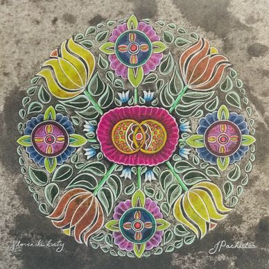 "Slovenske kvety", original monoprint/collagraph by printmaking artist Jack Pachuta.