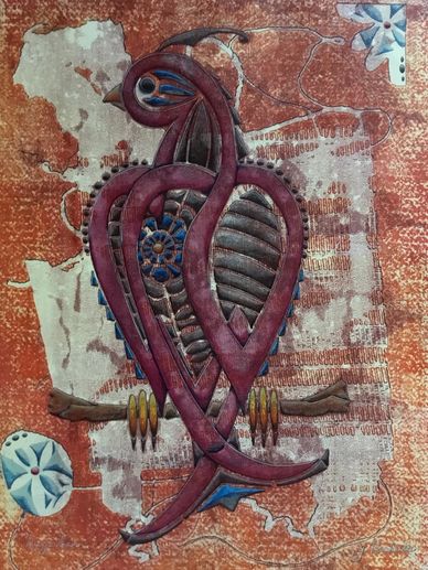 "Rioga Ean", original monoprint/collagraph by printmaking artist Jack Pachuta.
