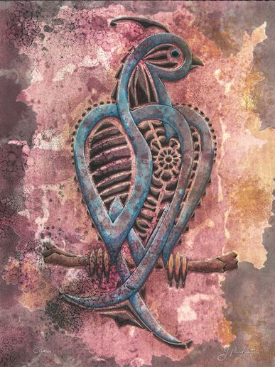 "Gorm Ean", original monoprint/collagraph by printmaking artist Jack Pachuta.
