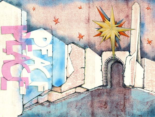 "Peace", original monoprint/collagraph by printmaking artist Jack Pachuta.