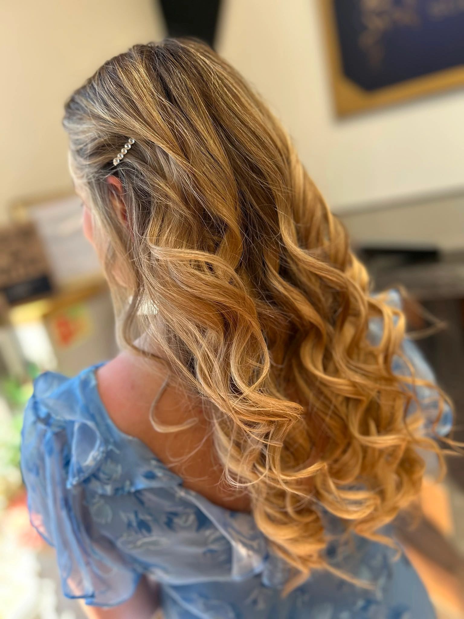 Balayage & style with extensions created at the Hair by Kelly Suzanne salon in Hambledon, Godalming