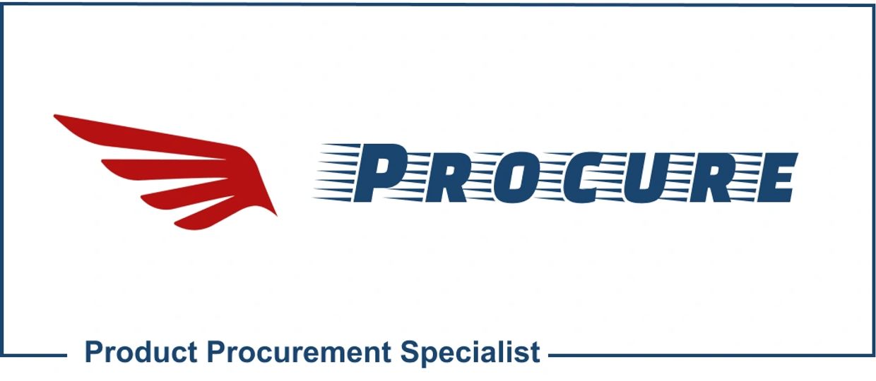 Logo with red wing icon and bold text 'PROCURE' symbolizing product procurement.