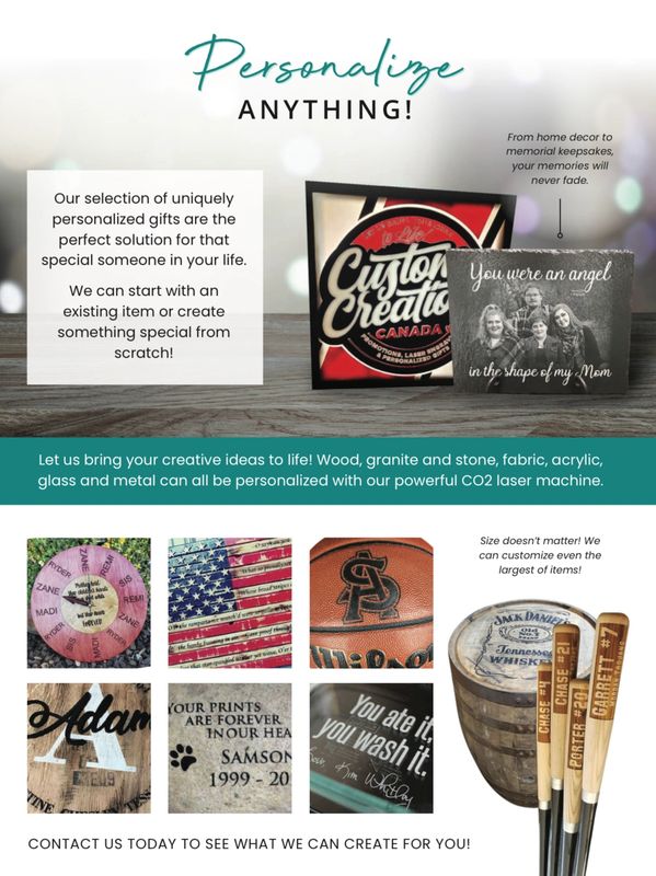 Personalize anything wood, glass, leather, granite, stone, acrylic Sublimation