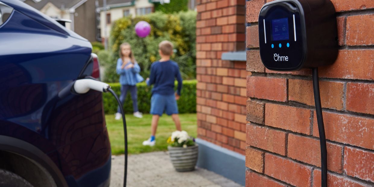 A domestic ev charging point by Ohme.