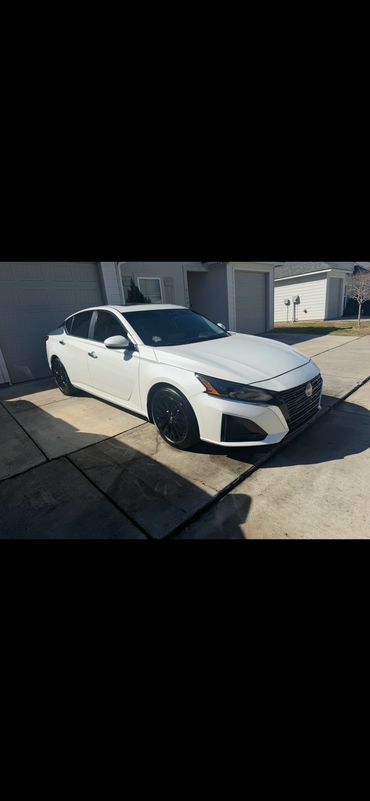 Side view of a white car