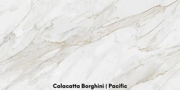 Calacatta Borghinin porcelain offers a luxurious and sophisticated look with its elegant white backg
