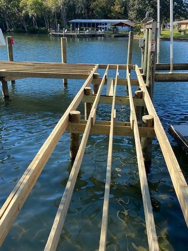 New pilings and frame for a dock in Homosassa