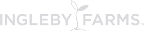 Logo of Ingleby Farms with a plant sprout between words.