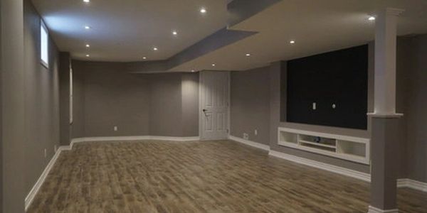 modern basement luxury vinyl flooring open concept basement remodel basement finishing