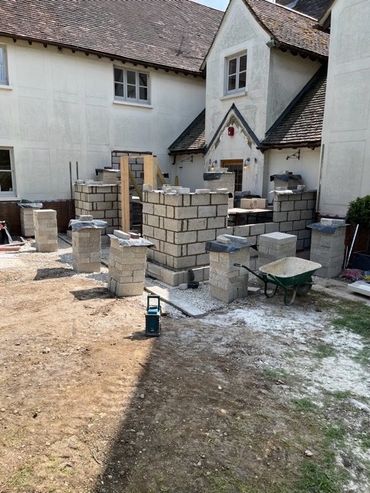 building block work for double storey extension in welwyn garden city.