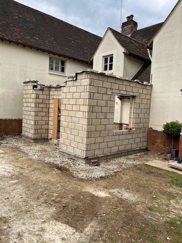 first floor of the block work for the extension in welwyn garden city.