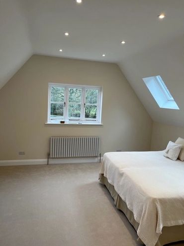 inside the new bedroom of recently complete double storey extension, in welwyn garden city.