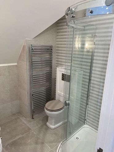 the new bathroom/en-suite we fitted in the double storey extension we completed in welwyn garden cit.