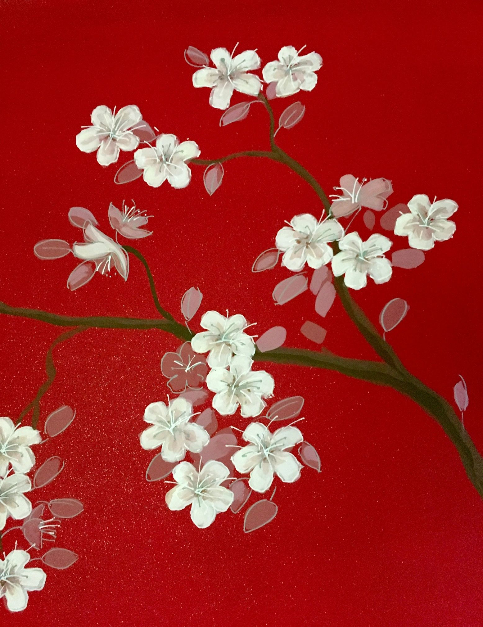 Painted flowers on a bedroom wall