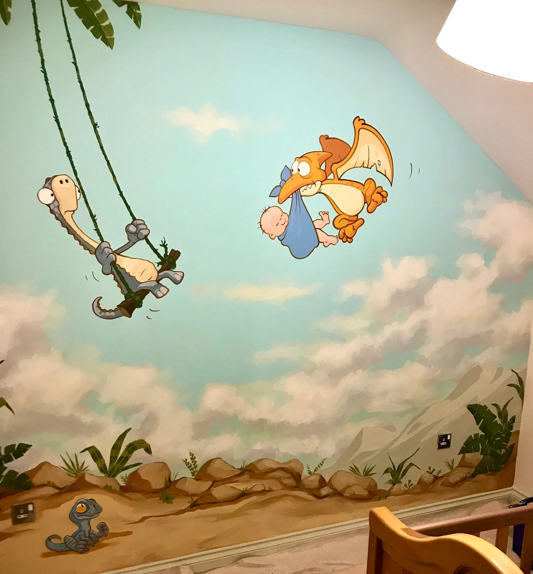 Dinosaurs in a nursery room