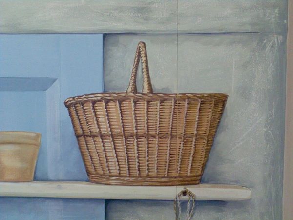 Trompe l'oeil 'trick of the eye' painted wall art mural
