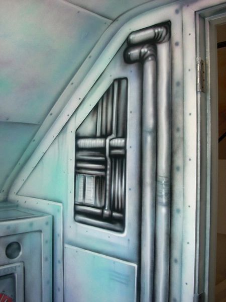 Airbrushed pipes mural