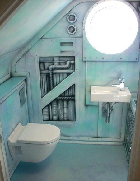 Airbrushed bathroom mural