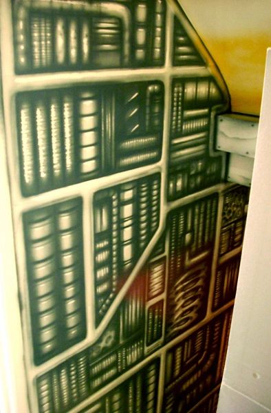 Trompe l'oeil 'trick of the eye' garage stairway mural art