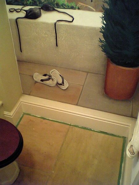 Trompe l'oeil 'trick of the eye' mural with matching floor