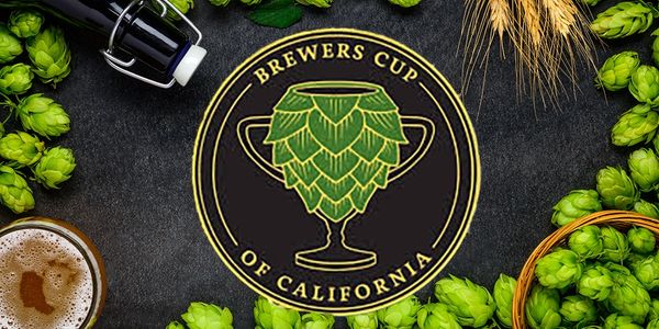 Brewers Cup of California logo surrounded by hops and beer.