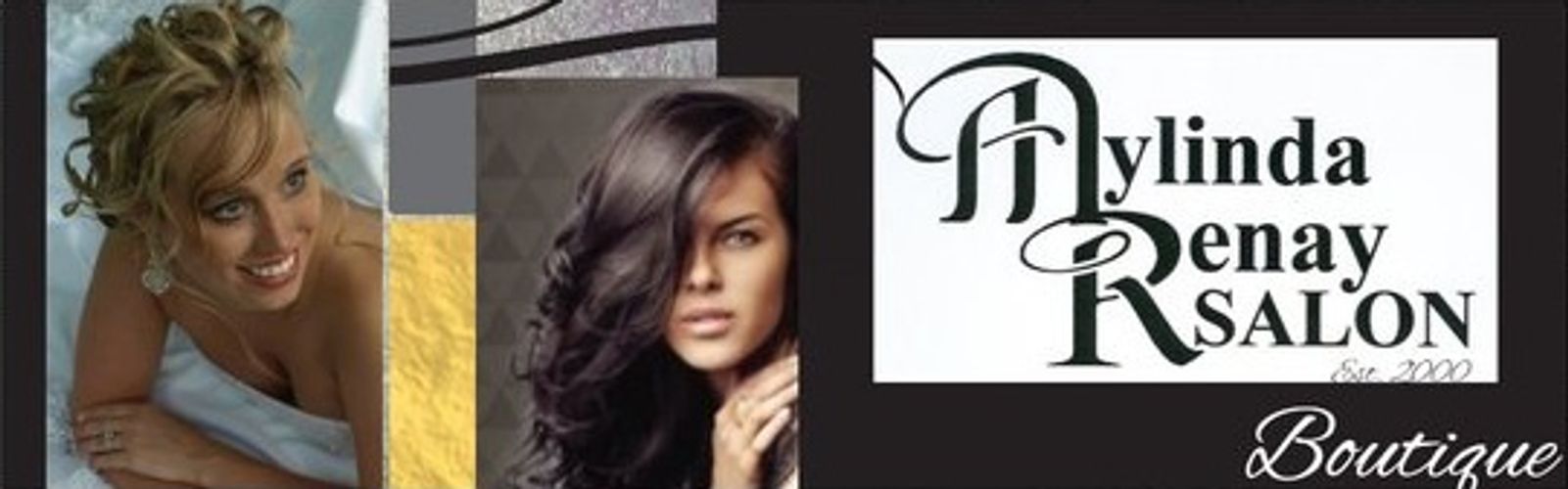 Logo and images for Mylinda Renay Salon showcasing bridal and hair beauty.