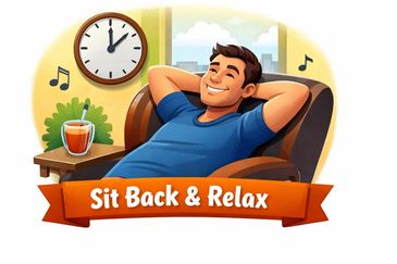 A man relaxing in a chair with a drink, enjoying music.