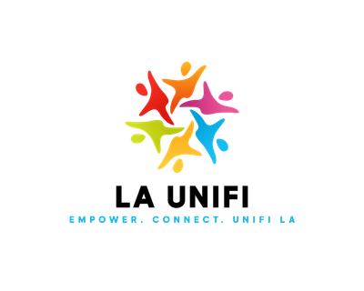 Colorful human figures forming a circle logo with text below.