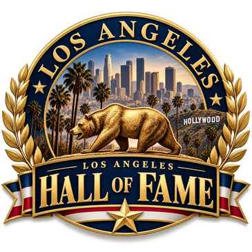Los Angeles Hall of Fame emblem featuring a bear and city skyline.