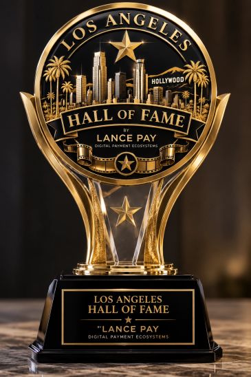 Golden Los Angeles Hall of Fame trophy by Lance Pay.