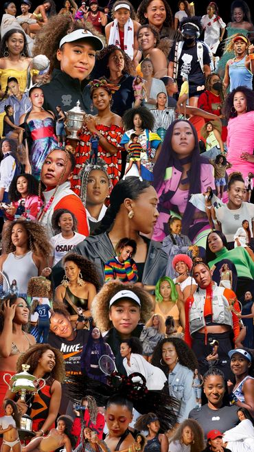 Photo Collage of Haitian Japanese tennis champion Naomi Osaka