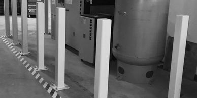 Bollards installed to protect laboratory equipment