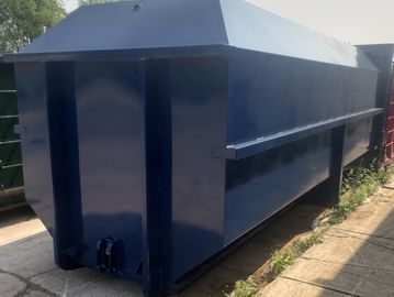 Large blue metal industrial container outdoors.