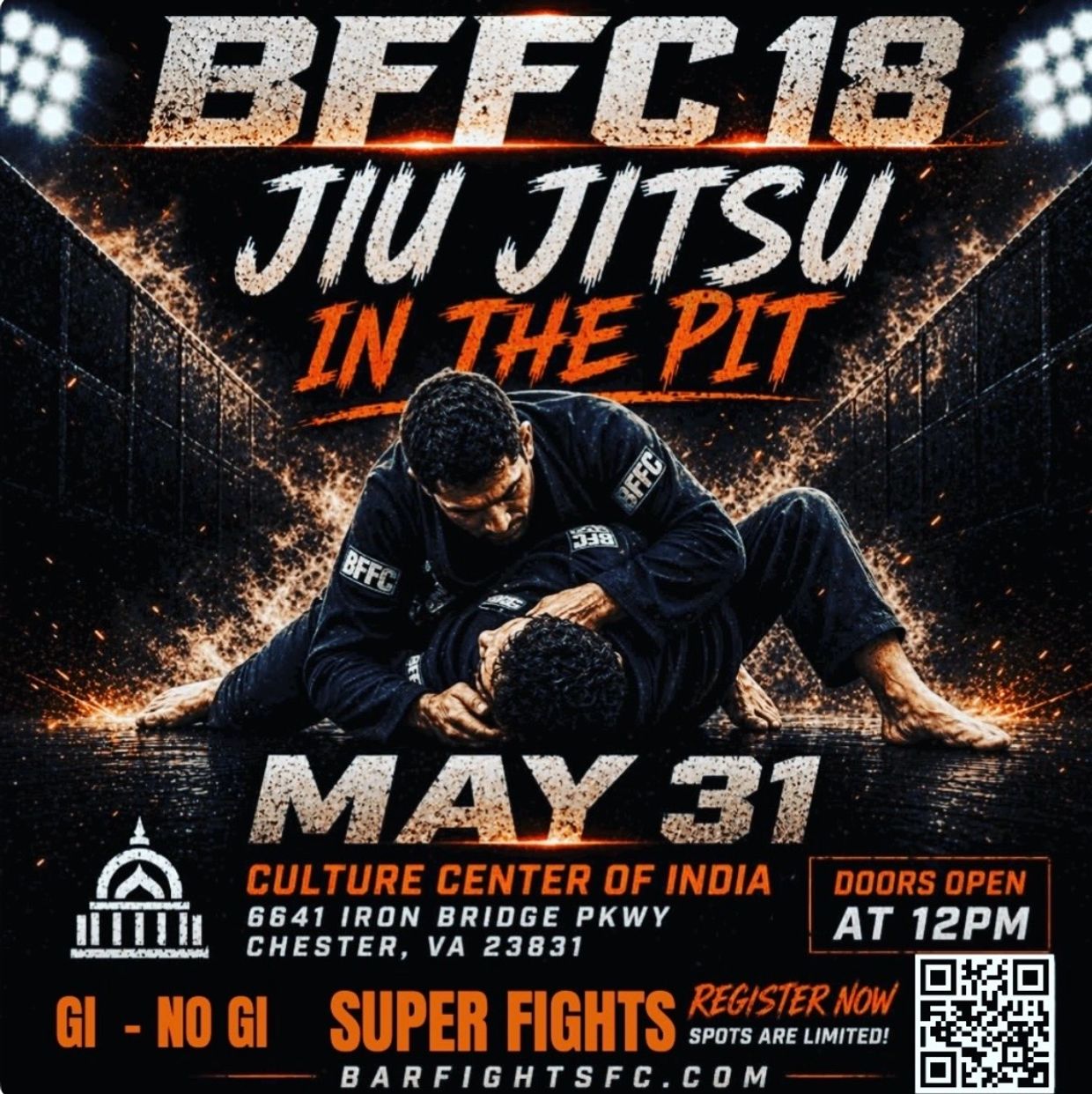 BFFC18 Jiu Jitsu event on May 31 at Culture Center of India, Chester, VA.