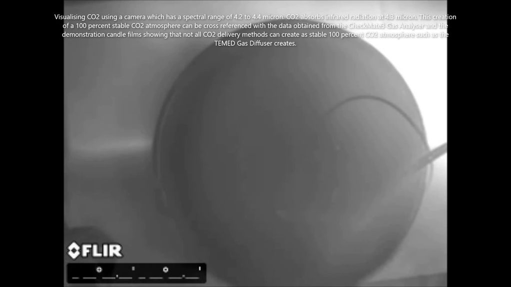 TEMED Gas Diffuser visualised using a co2 camera. creating 100 percent co2 atmosphere