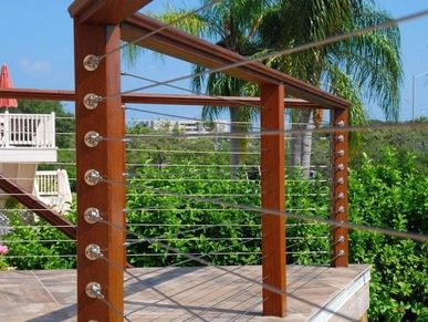 Stainless steel cable railings with ipe posts in Miami, FL