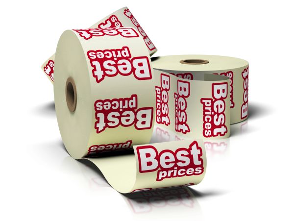 Rolls of tape with "Best prices" printed in bold red.