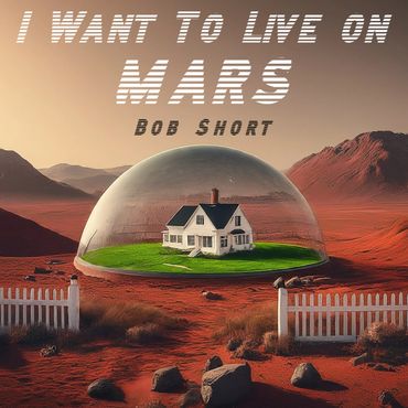 A house under a protective dome on a red Martian landscape with text above.