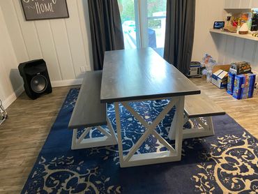 84” x 34” Custom Dining Room Table w/ Matching Benches