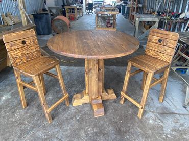 42" Round Counter Height Outdoor Pedestal Table w/ Custom Chairs
