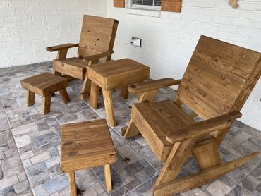 Rocking Chairs, Side Table and 2 Footstools