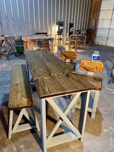 Farmhouse Style Counter Height Breakfast Nook Table