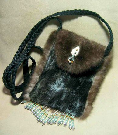 seal fur purse, sea otter purse, seal skin, fur purse, fur bag, beaded bag