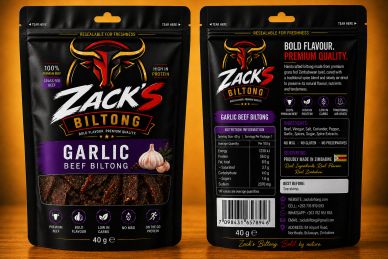 Pack of Zack's Garlic Beef Biltong.