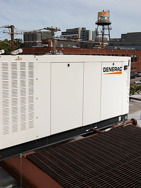A Generac liquid cooled generator powering a warehouse