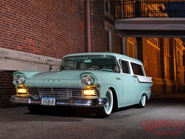 Vintage light blue classic sedan